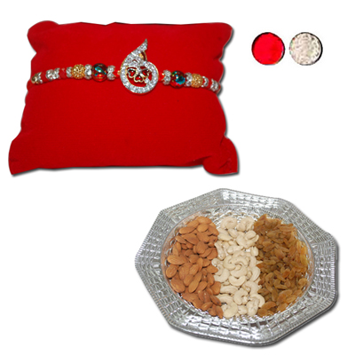 "RAKHI -AD 4070 A (Single Rakhi),Dryfruit Thali - code RD700 - Click here to View more details about this Product